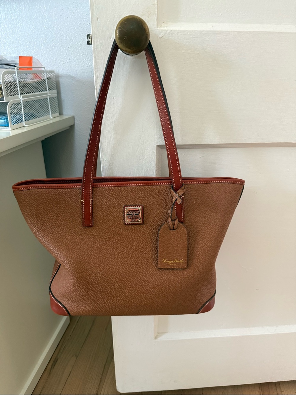 Dooney & Bourke Caramel and Brown Pebbled Leather Tote